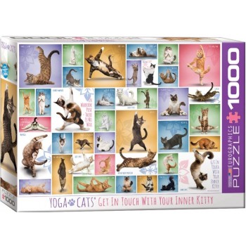 PUZZLE GATOS HACIENDO YOGA 1000 PIEZAS