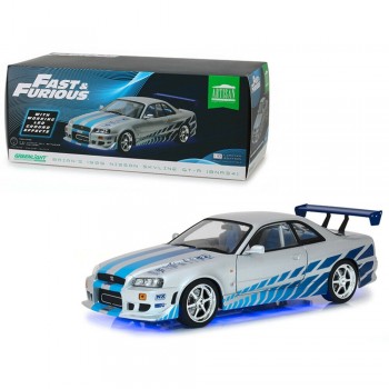 Nissan Skyline GTR R34 2 Fast 2 Furious E1:18 de Brian 1999 (con LED azules)