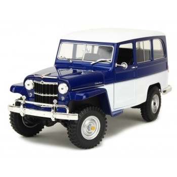 WILLYS JEEP STATION WAGON 1955 AZUL/BLANCO E1/18