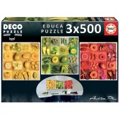 PUZZLE EXOTIC FRUITS AND FLOWERS, ANDREA TILK 3X500 PIEZAS