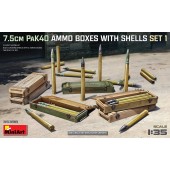 7,5 cm PaK40 CAJAS DE MUNICIÓN CON CARCASAS JUEGO 1 E1/35